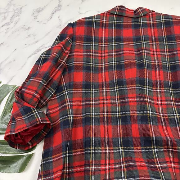 Evan Picone Womens Vintage 90s Oversize Blazer Plus Size 20W P Red Plaid Wool - Picture 12 of 13